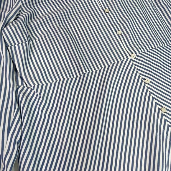 J. Jill Blouse Womens Large Blue & White Striped Button-Up Long-Sleeve Tunic Top - Picture 4 of 9